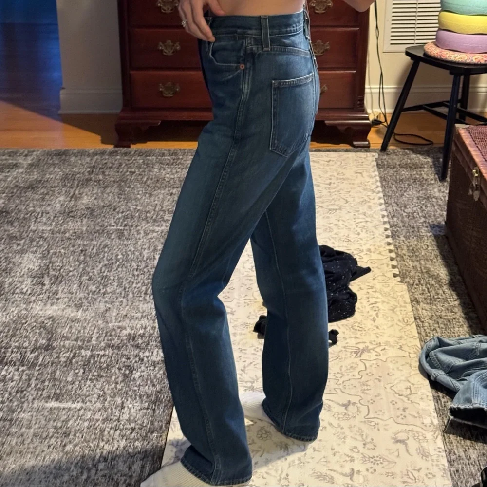 Alex Mill Carla High Rise Straight Denim Jeans - Vintage Dark Indigo - Picture 6 of 8